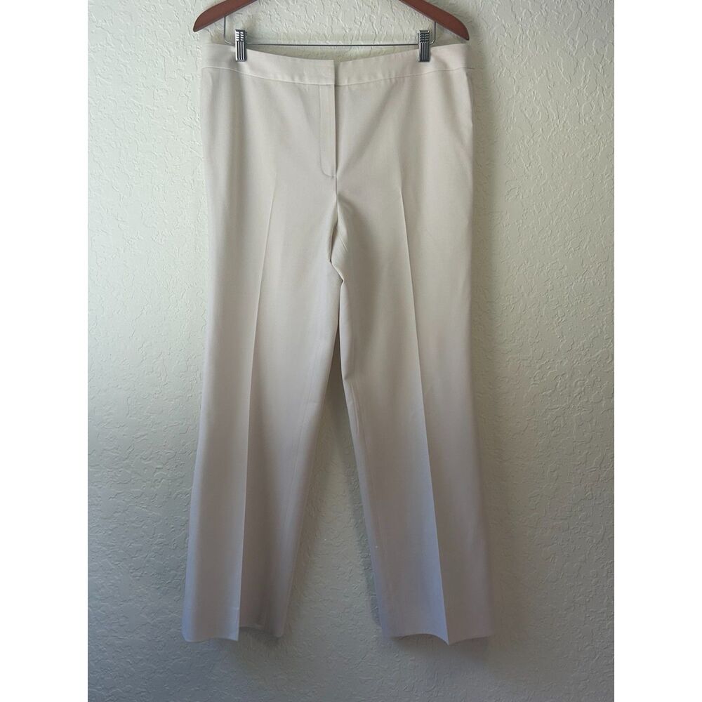 Lafayette 148 New York Womens Size 10 Ivory Cream Straight Leg Lined Dress Pants